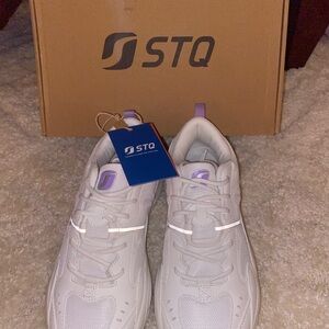 STQ Women's White and Purple Sneakers